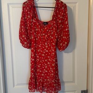 Lulus Red Floral Dress